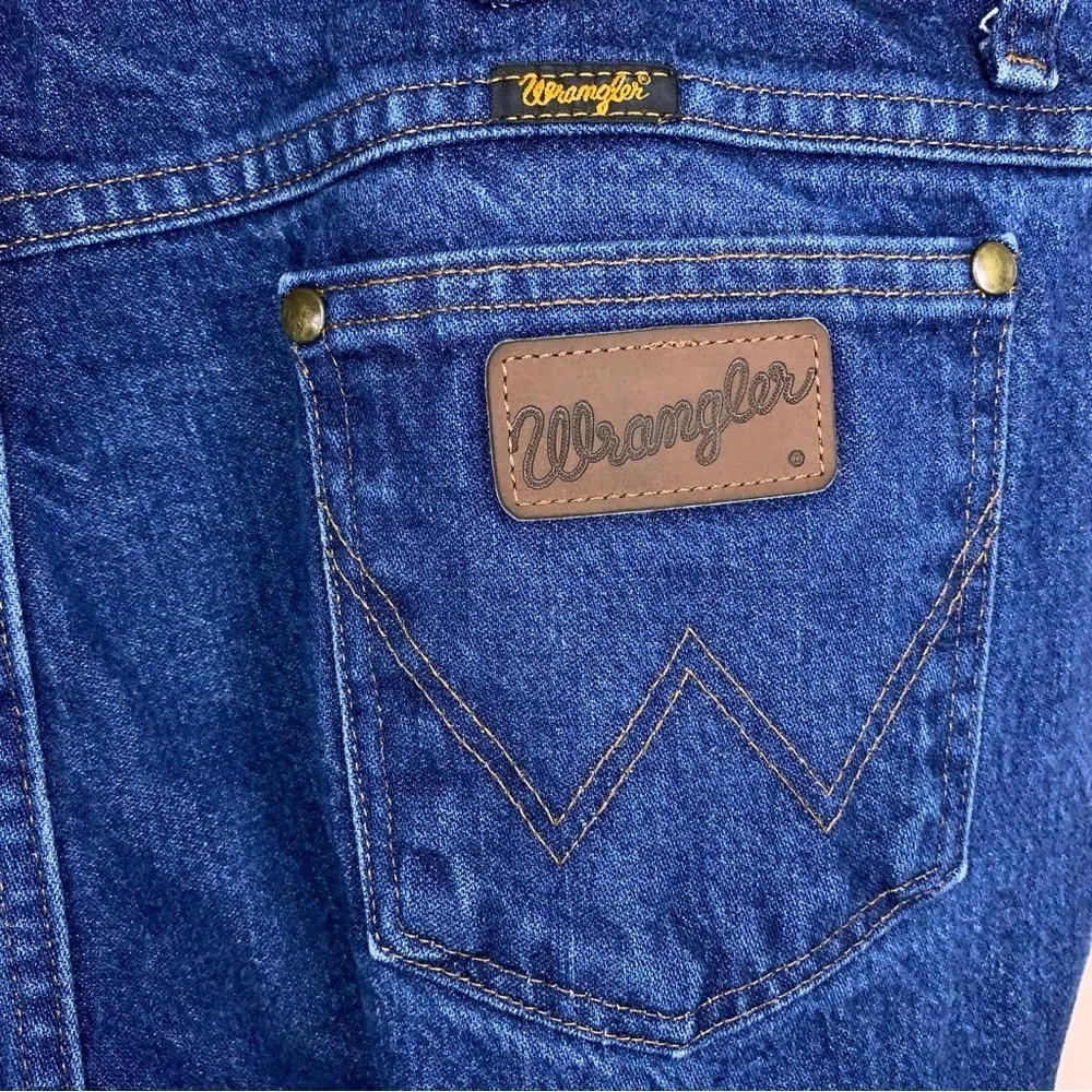 Actual 37x33 Wrangler Slim Fit Blue Denim Jeans 36MWZ Western Bootcut Cowboy Cut